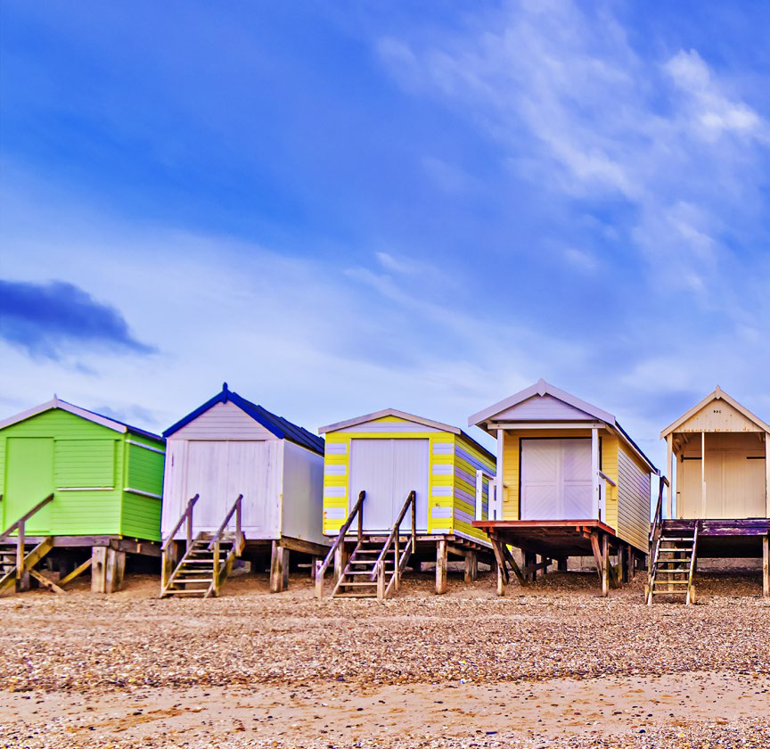 Photo of beach huts in Southend-on-Sea Borough Council where Adera Software delivered a track and trace CMS